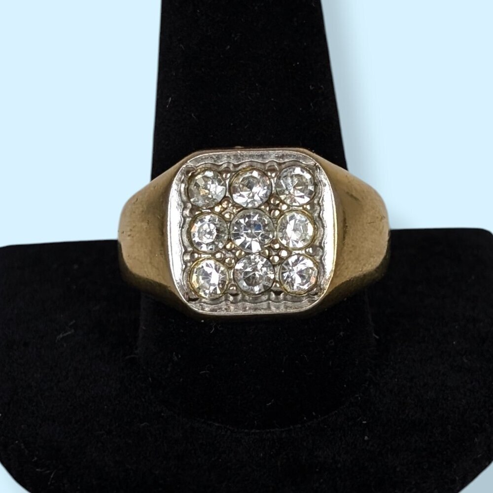 V. Uncas 18K HGE Rhinestone Ring - Picture 1 of 8